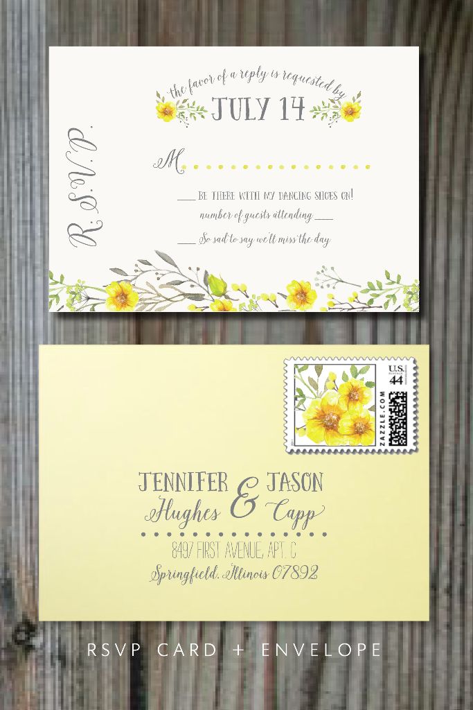 original gray pouch yellow Wedding invitation wedding invitation custom